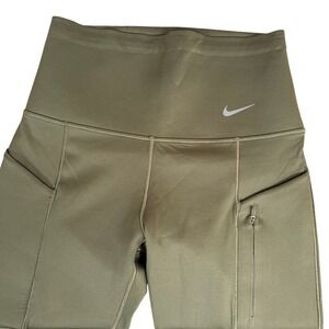 Nike Go Dri-FIT Leggings Women S Olive Green High Rise Compression Pockets